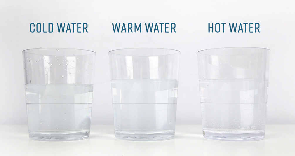 three glasses with different temperature water