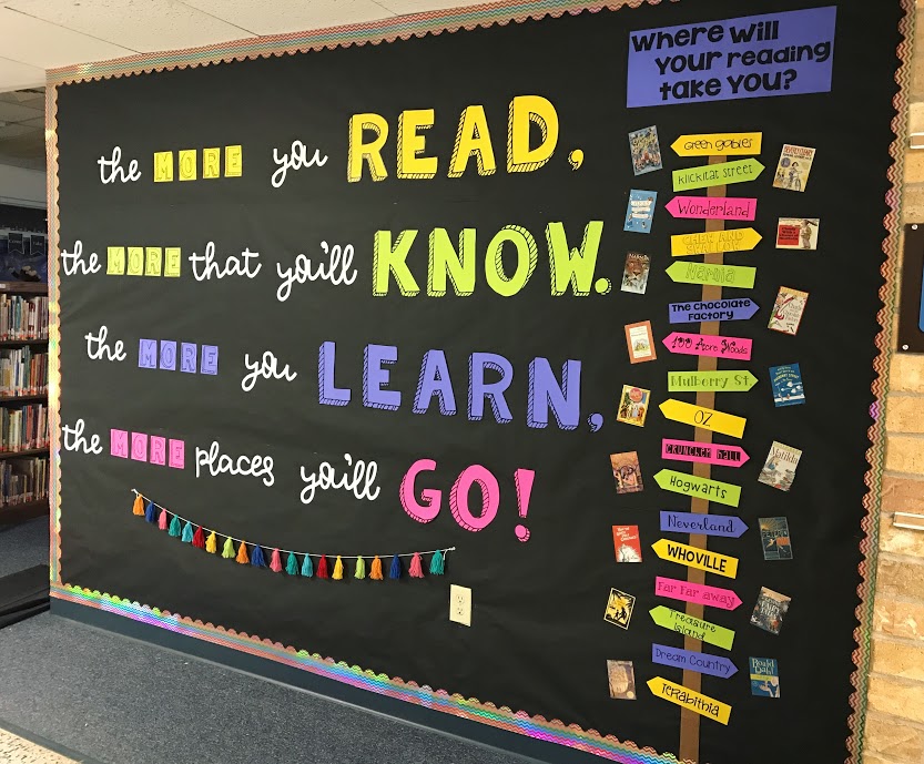 Classroom display about reading by 3rd grade teacher Allie McMillen