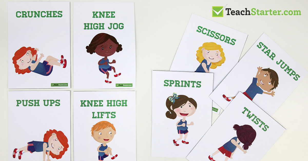 fitness movement flash cards by teach starter