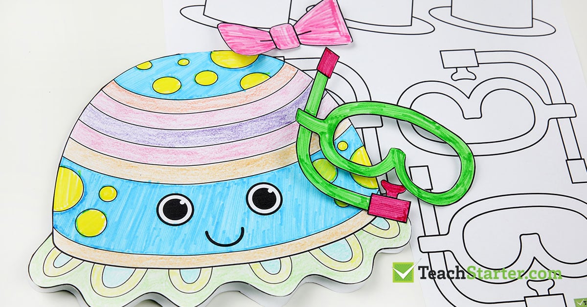 jellyfish craft activity with snorkel, bow and top hat - free template