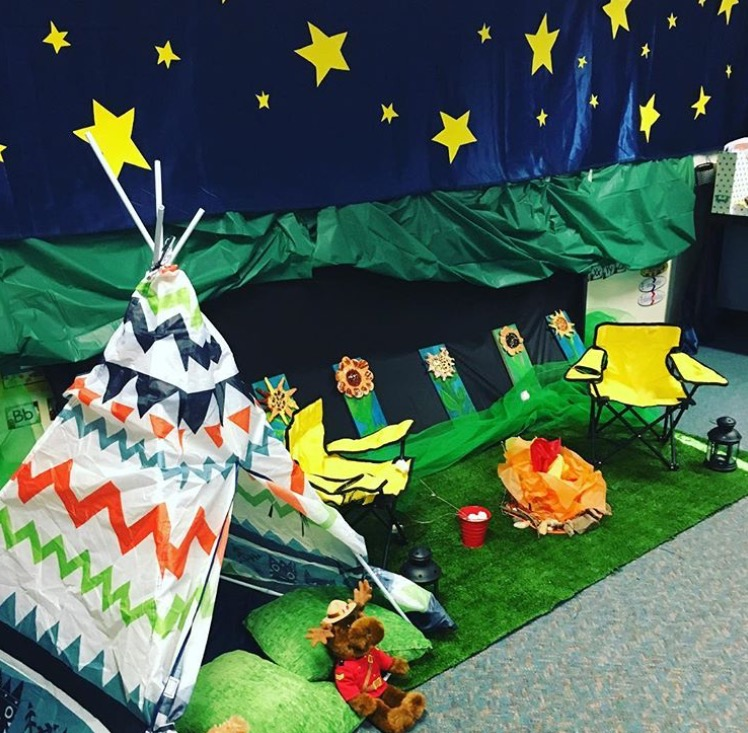 Camping themed classroom display by Laura Poole of @littleapplelearning