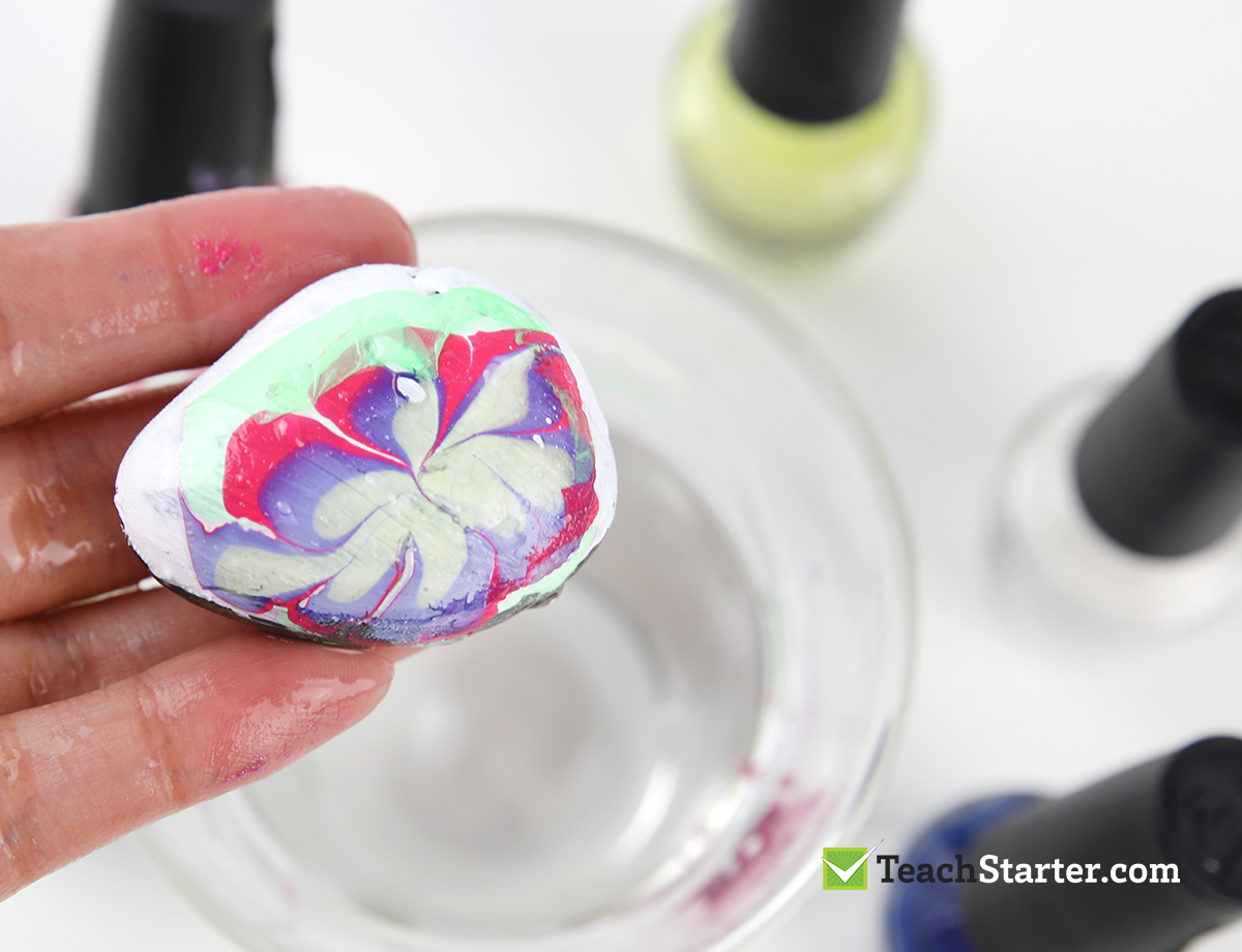 Decorating rocks with nail polish