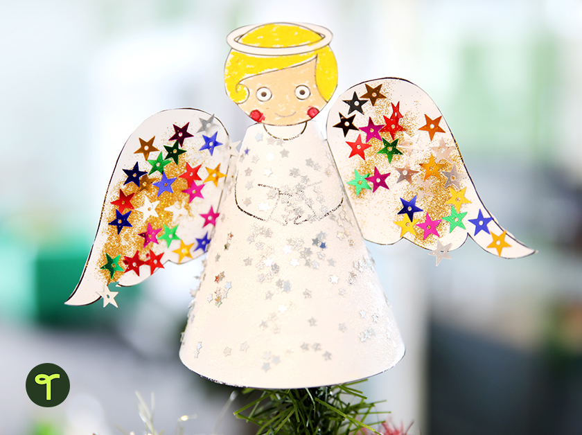 christmas angel tree topper coloring page