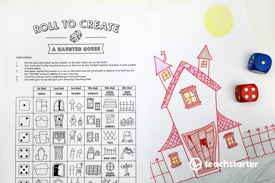 Roll to Create a Haunted House - Halloween teaching resource