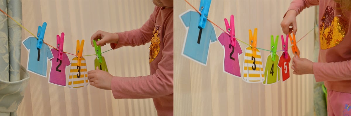 number t-shirts to peg onto a clothesline - photos by Teacher Types