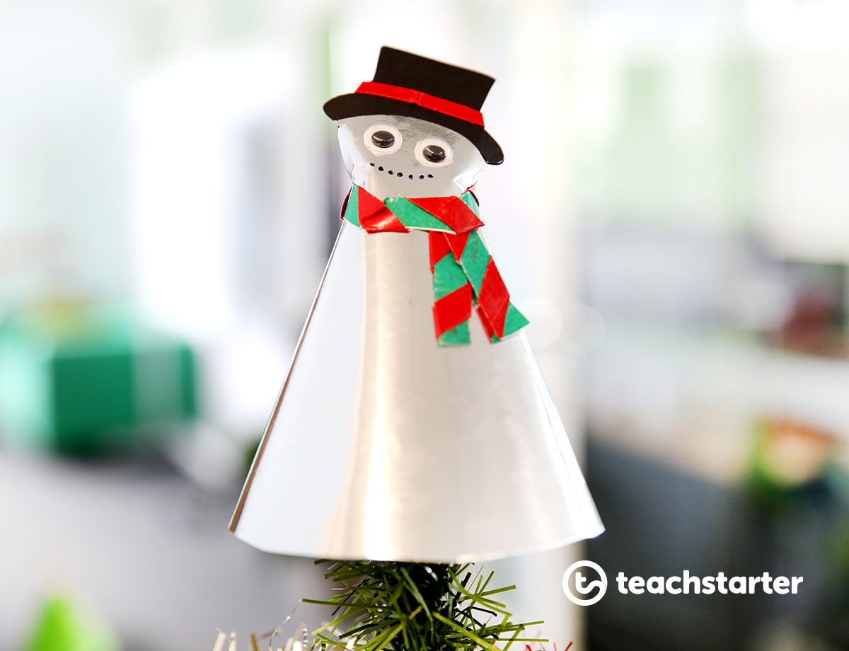 Paper snowman tree topper template