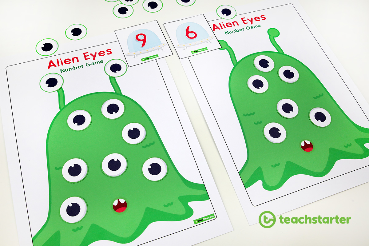 Alien Eyes place value game for lower primary students