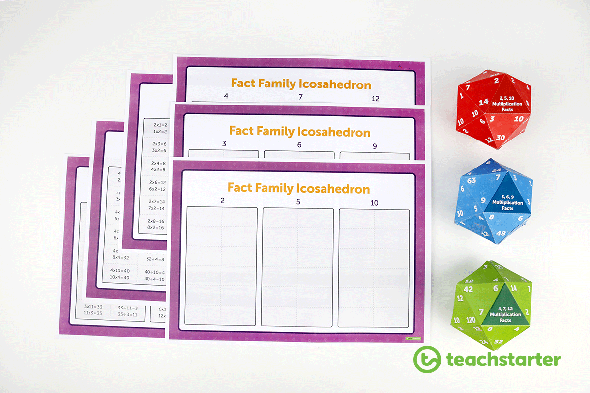 multiplication and division fact family activity