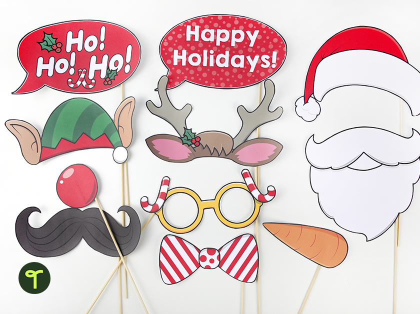 printable christmas photo booth props for classroom