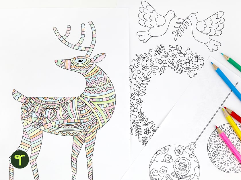 printable mindful colouring in pages for christmas