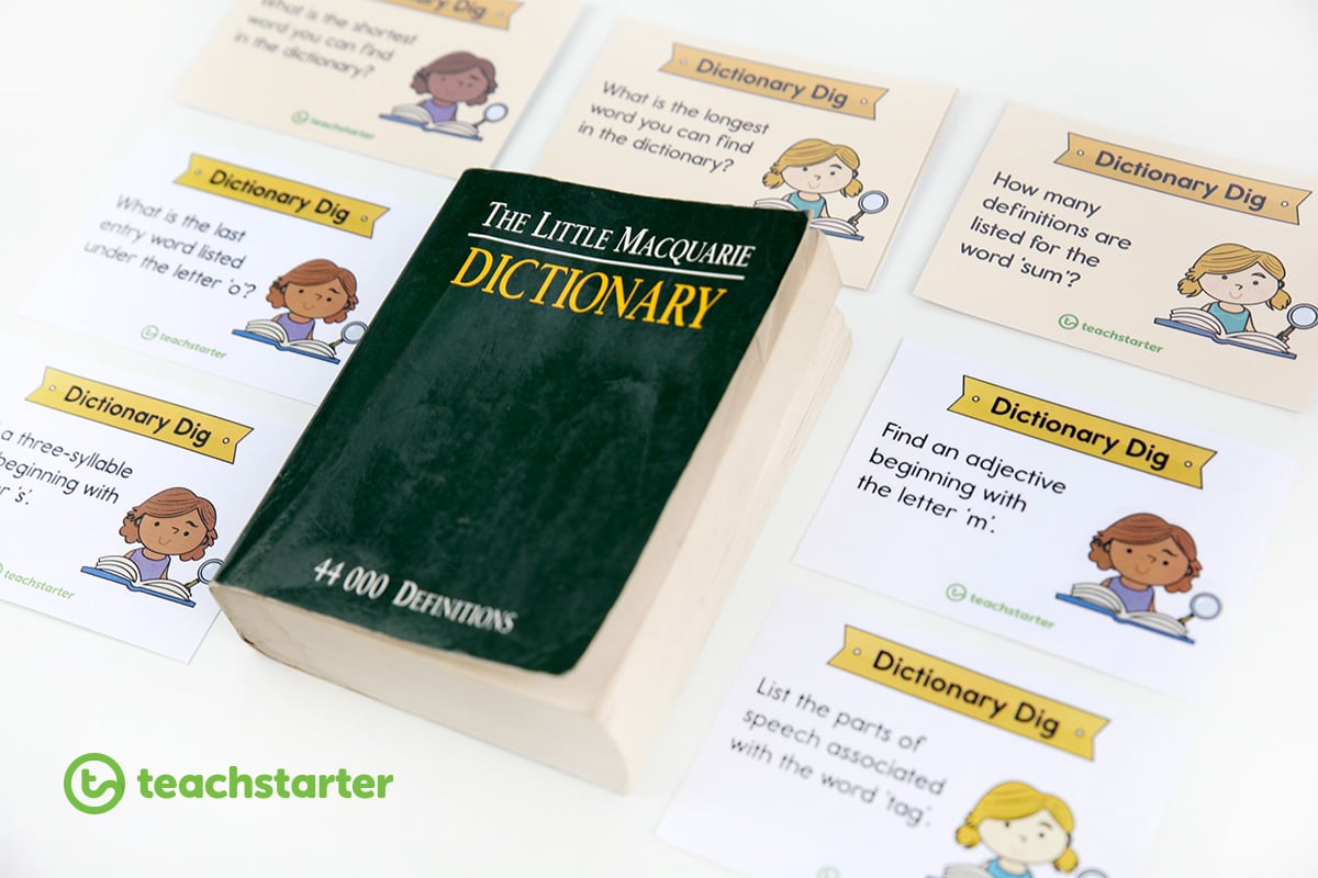Dictionary Dig Vocabulary Activity Cards
