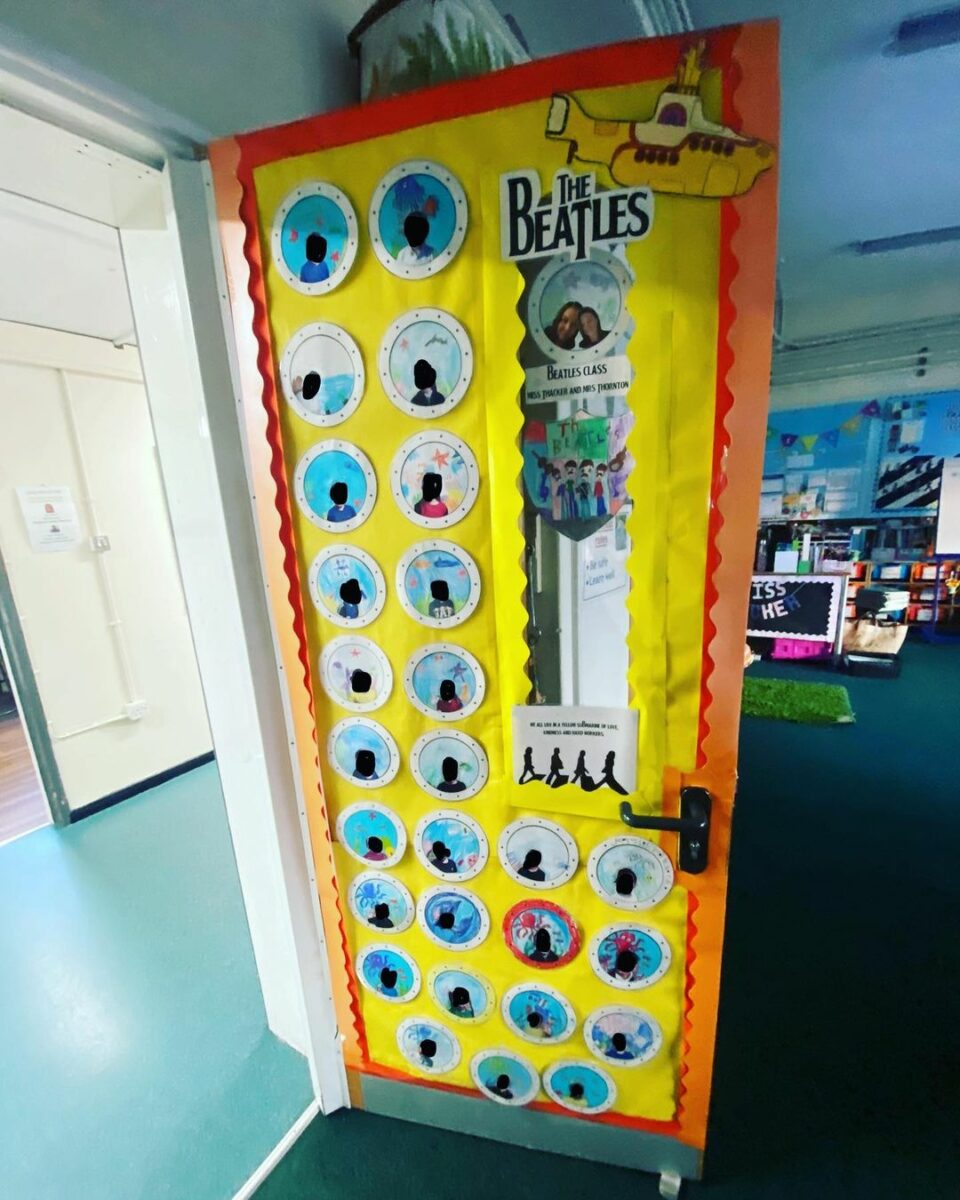 classroom door display yellow submarine the beatles