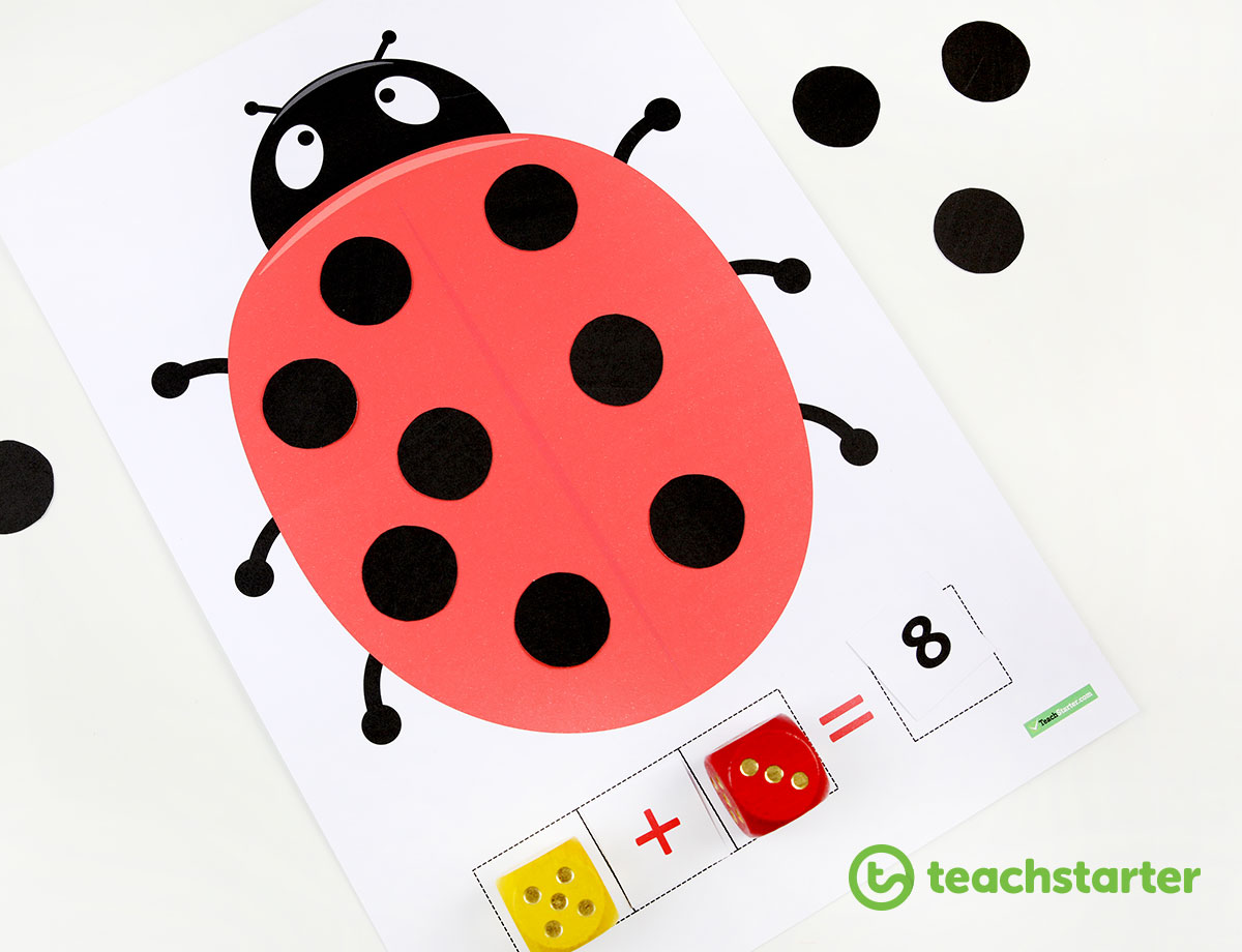 Lady Beetle Simple Addition Template