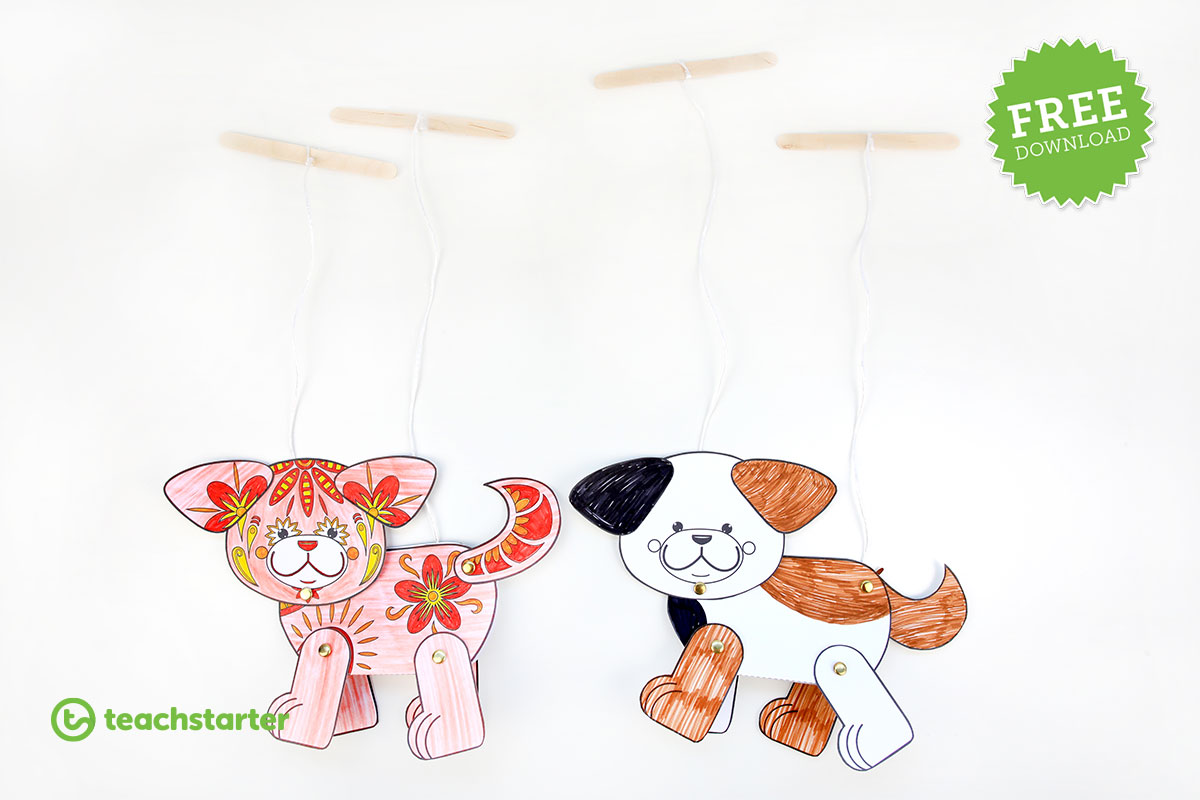 Free Puppy Dog String Puppet template