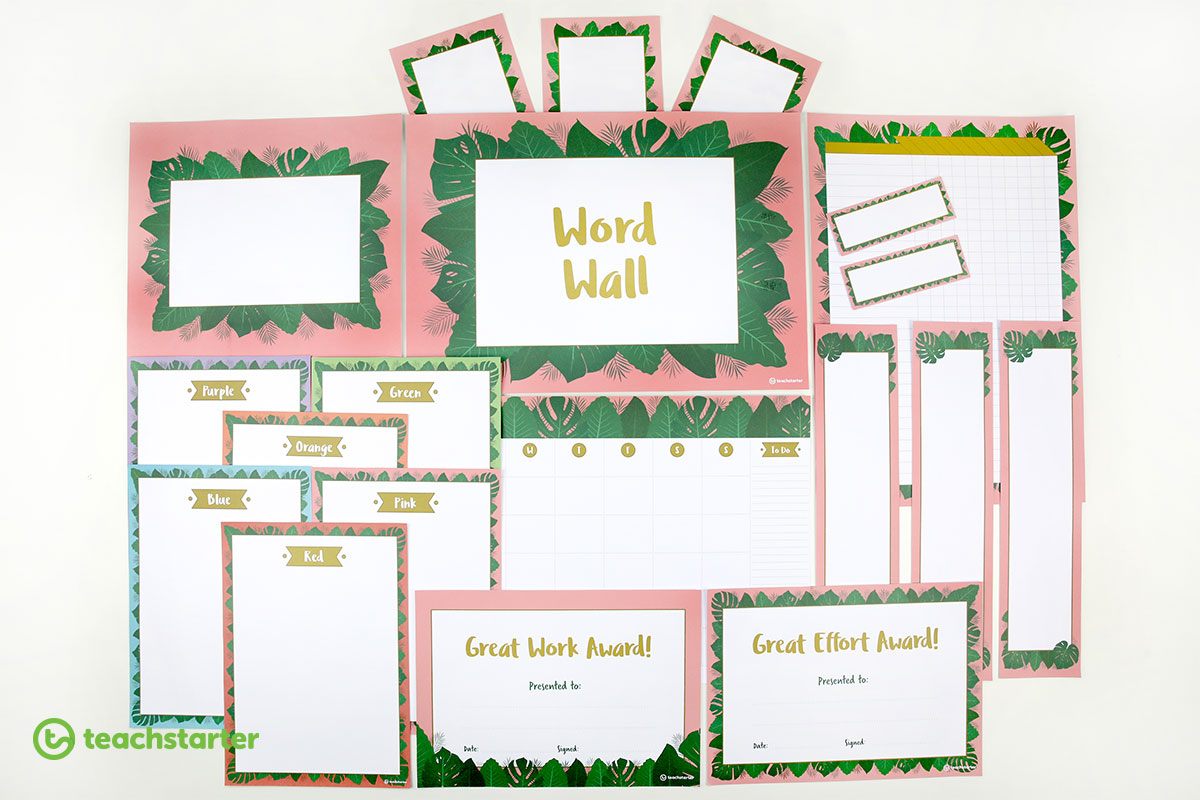 Pink Lush Leaves - printable classroom resources