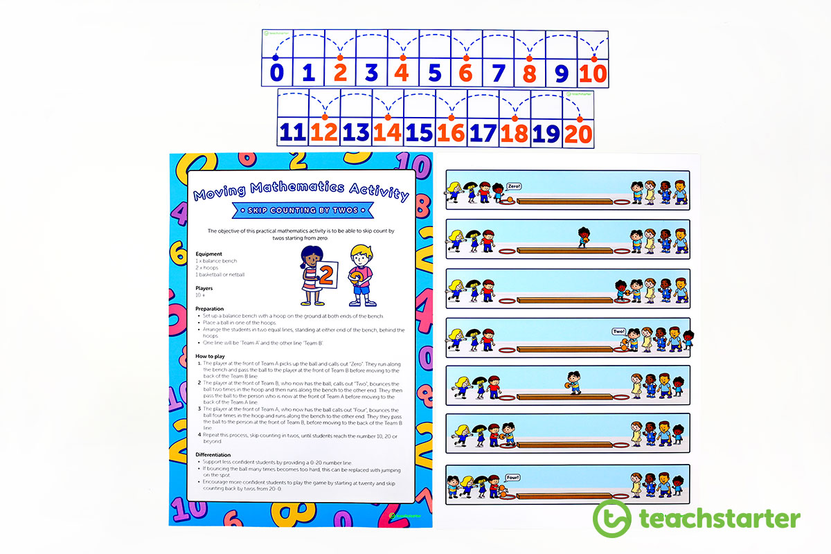 Skip Counting by Twos Moving Mathematics Game