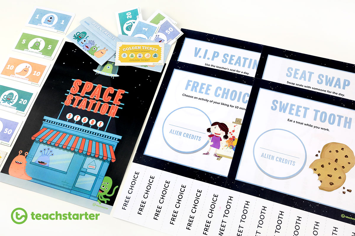 Space Alien Themed Printable Classroom Reward System Idea