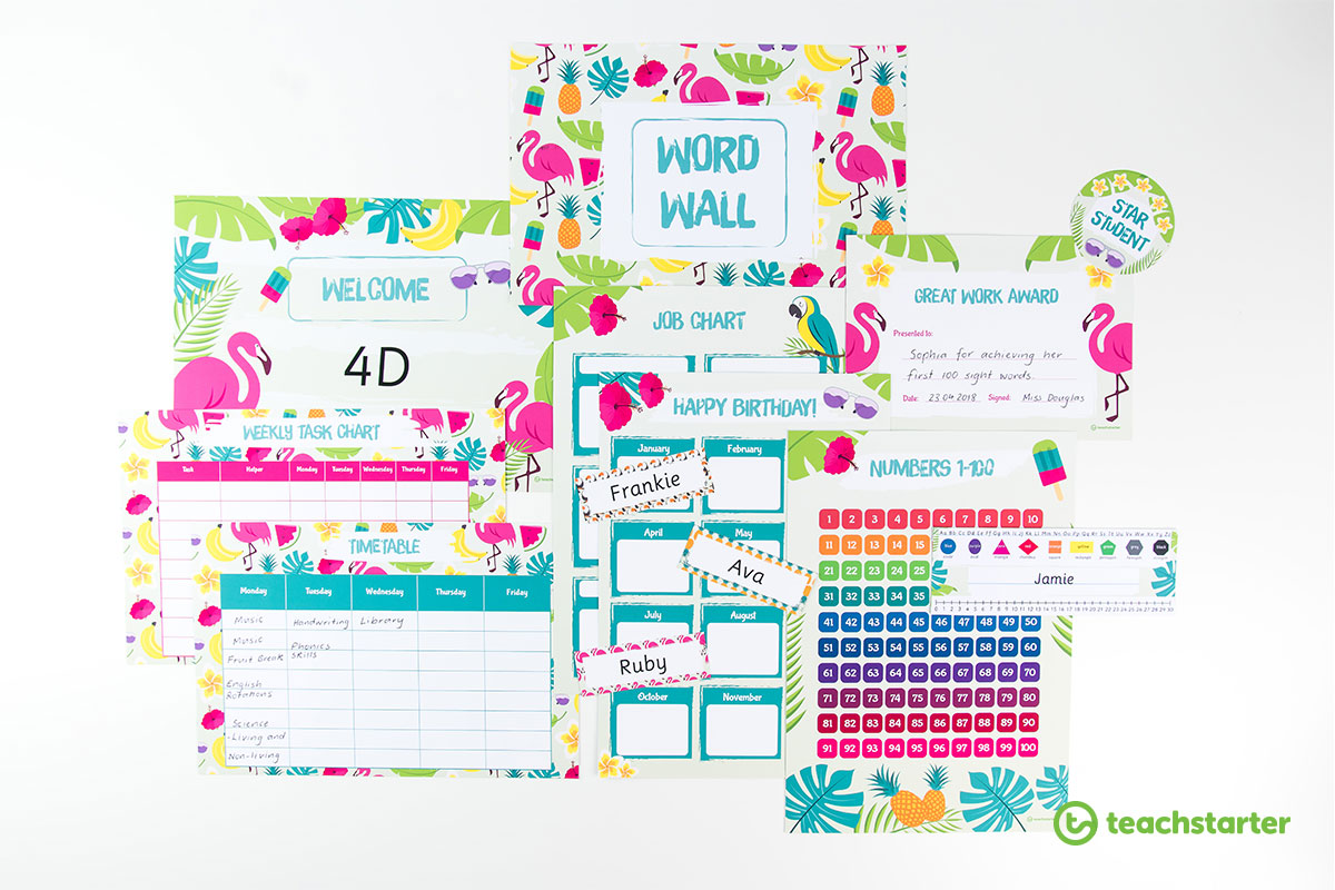 Funky Tropical Paradise Classroom Theme Pack