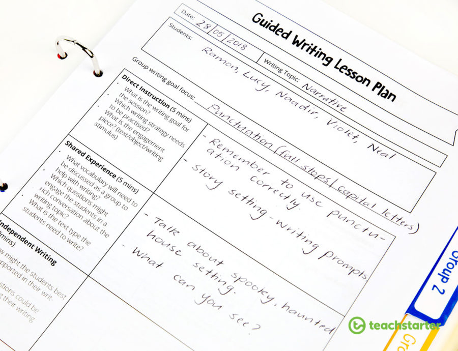 Guided Writing Lesson Plan Example