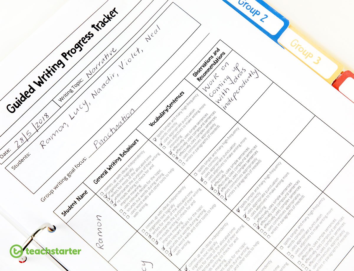 Guided Writing Progress Tracker