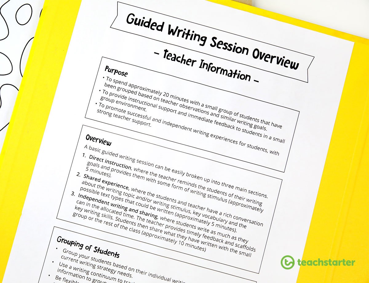 Guided Writing Session Overview and Group Organiser