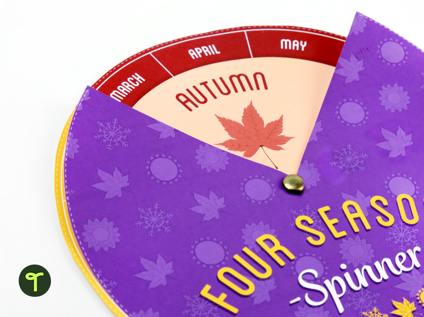 a student's spin activity with the words four and autumn revealed