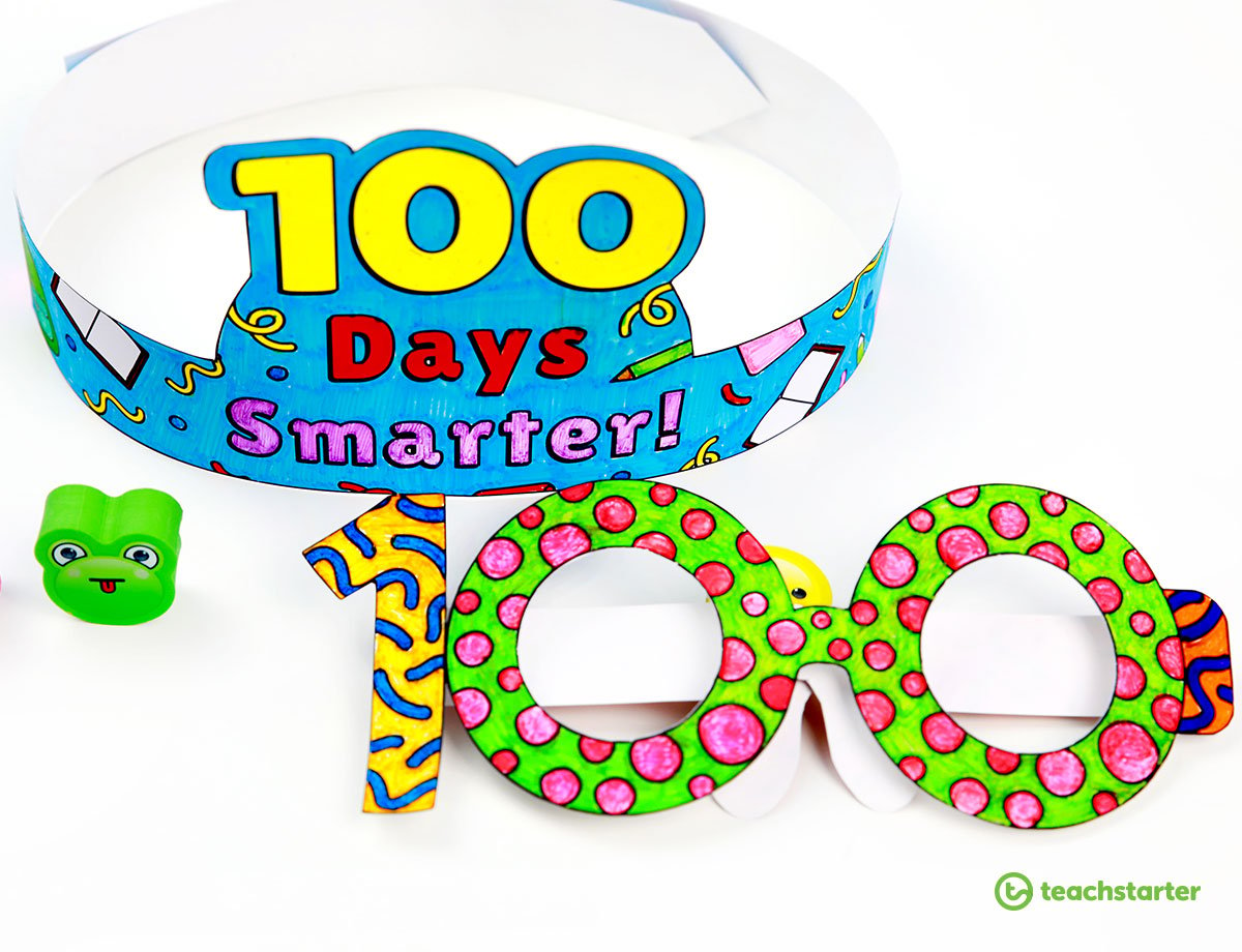 100-days-of-school-hat-paper-craft-black-and-white-template