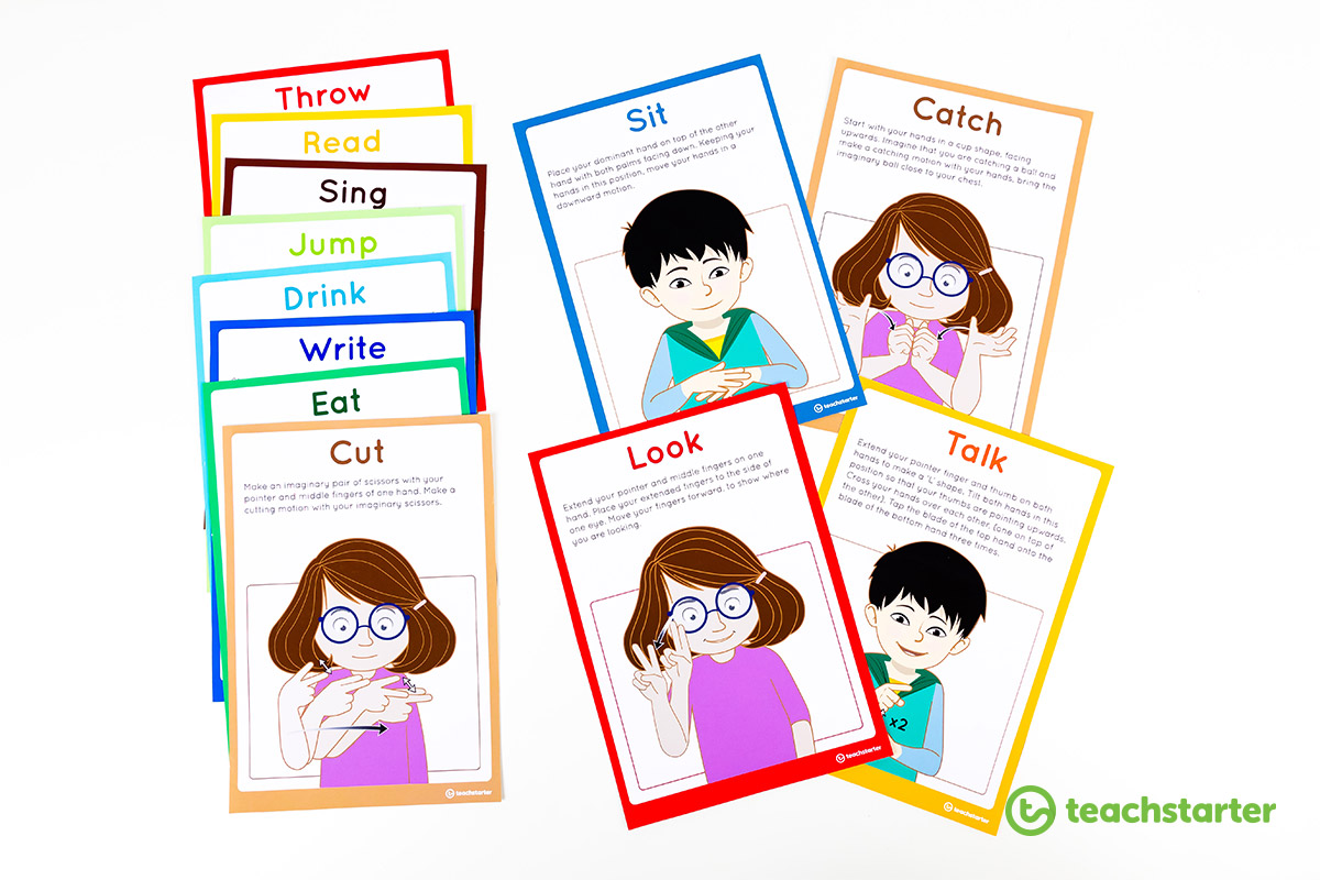 AUSLAN verbs and actions flashcards