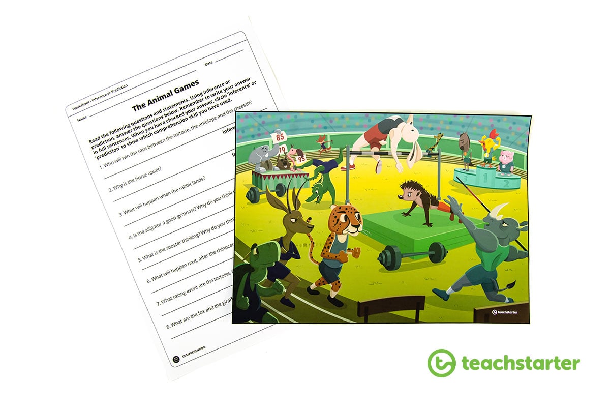 Animal Games Inference Scenario Poster and Worksheet