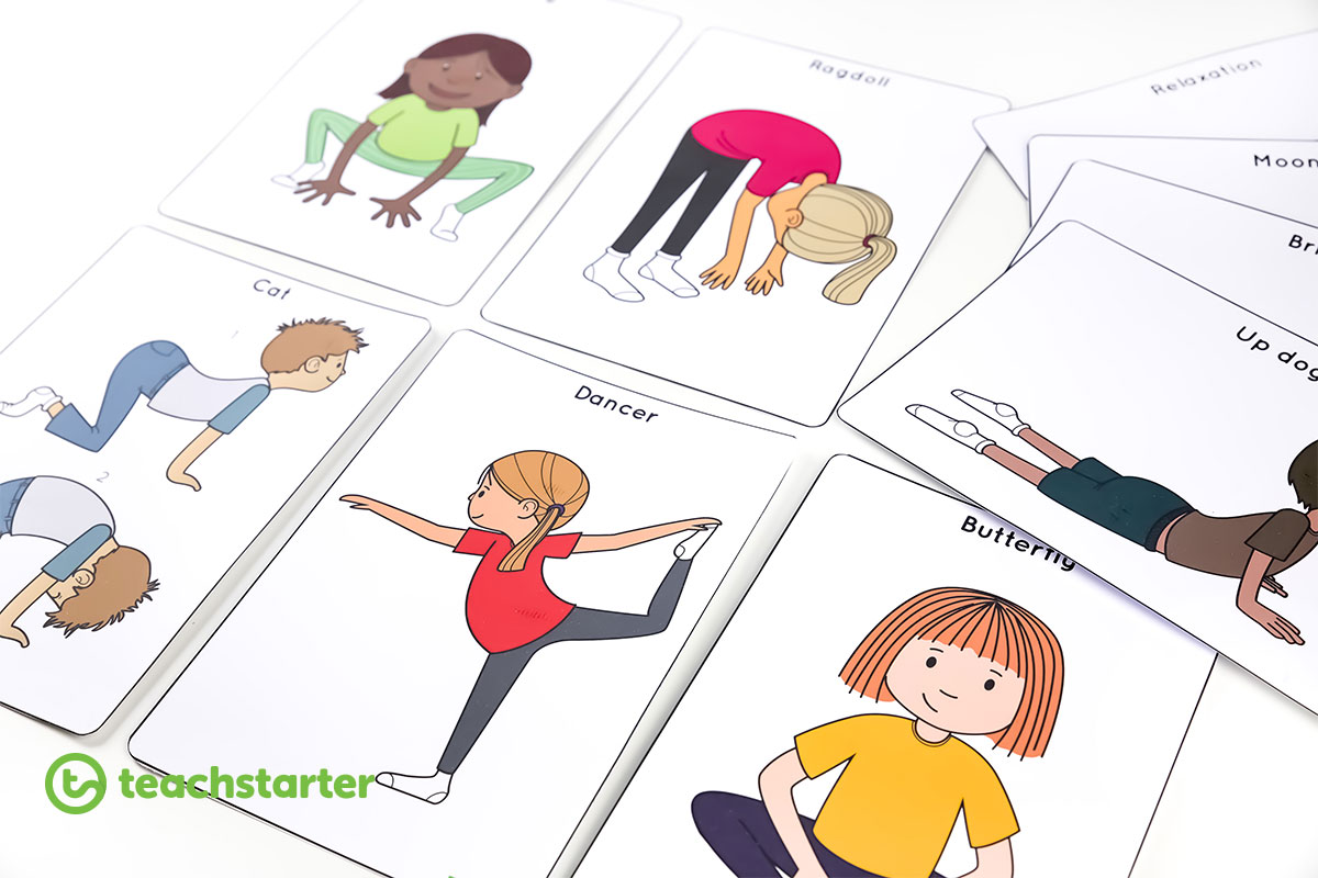 printable yoga poses for kid cards