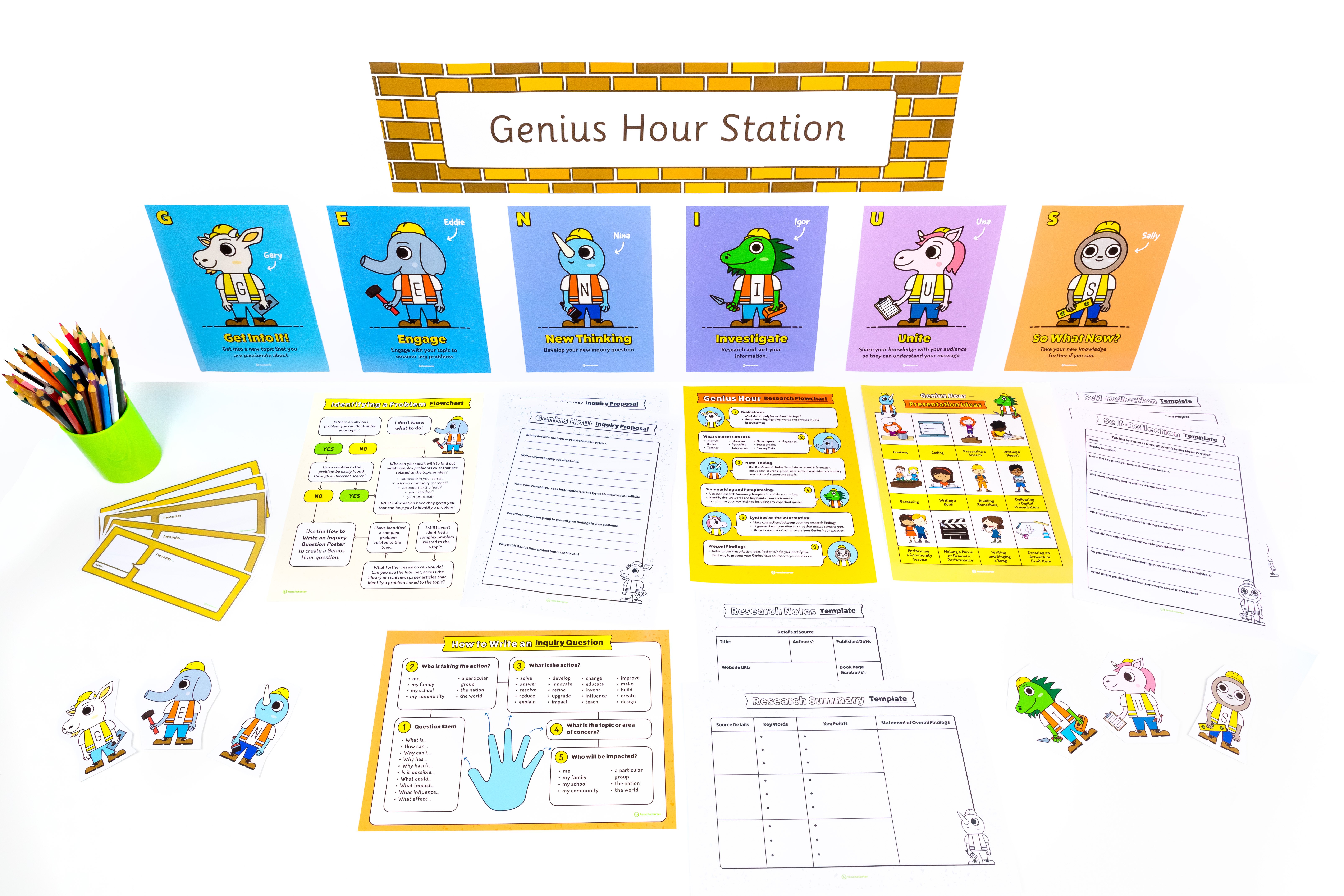 genius hour station with resources and handouts