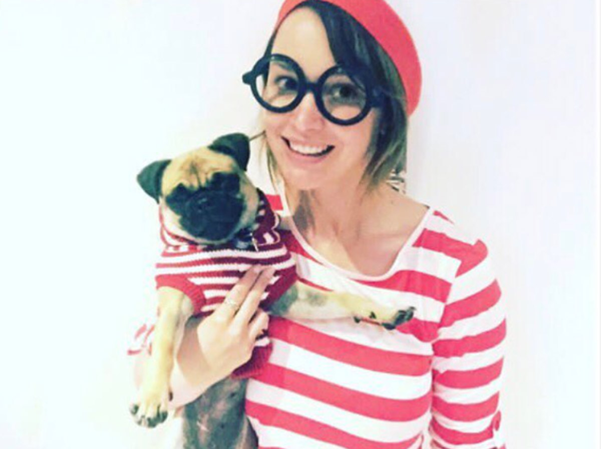 A woman wearing a Where's Wally costume for Book Week
