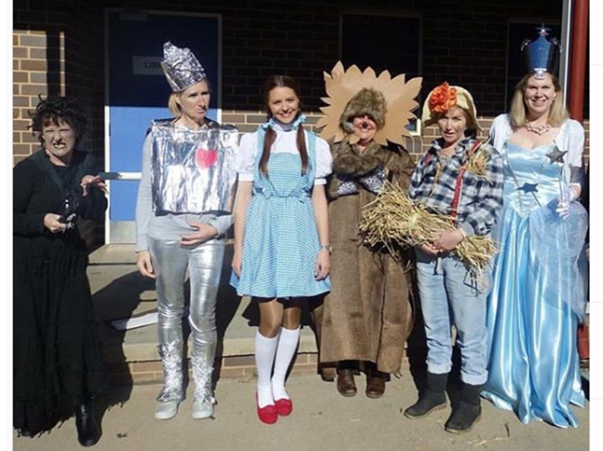 A group of teachers dressed as The Wizard of Oz characters for Book Week