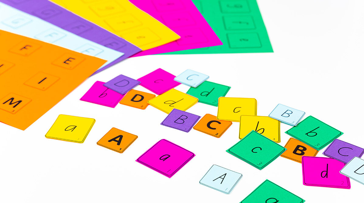 lowercase and uppercase letters printed out on colorful paper — teachstarter