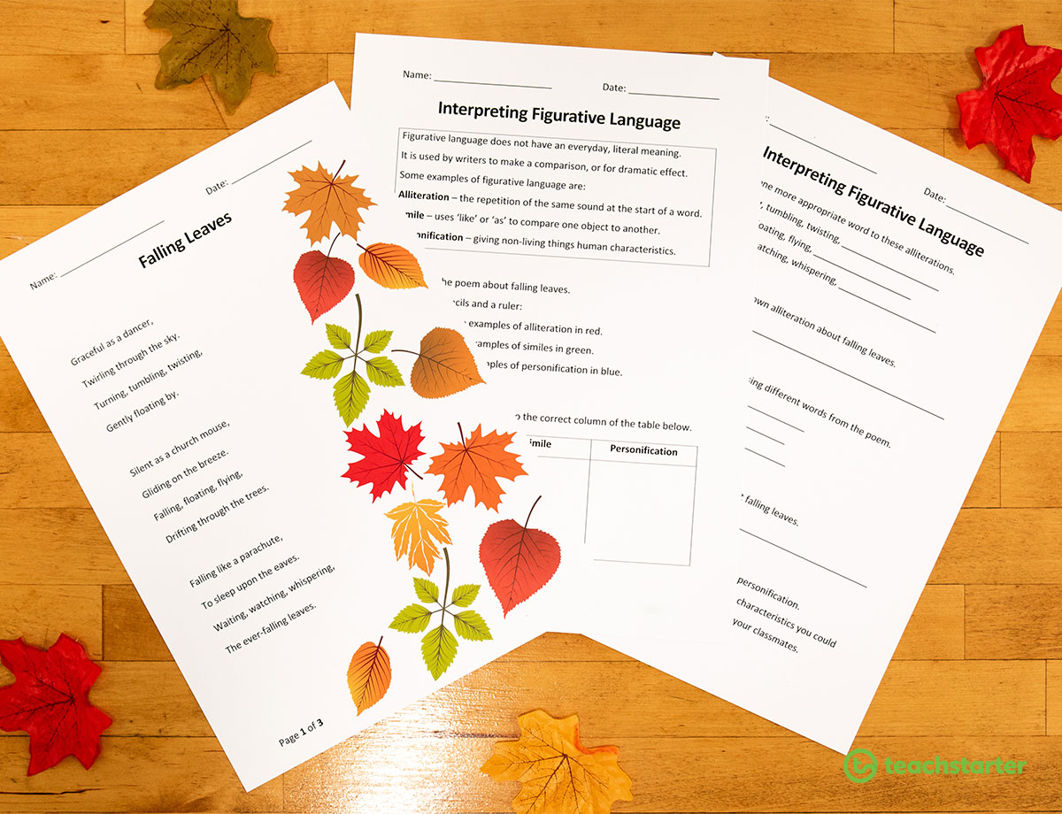 fall activities literacy autumn leaves falling leaves poem poetry