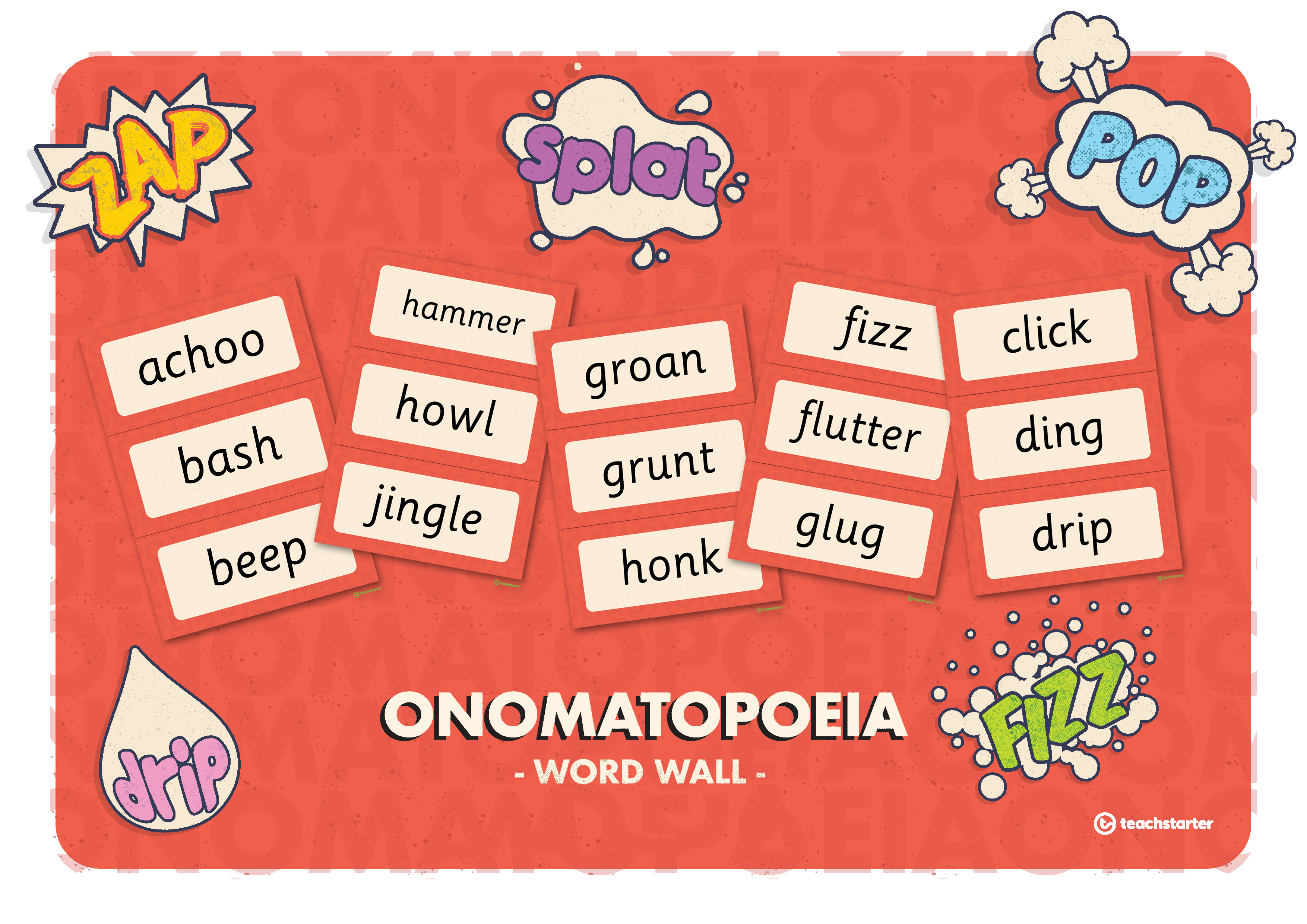 how to teach poetry resources onomatopoeia word wall