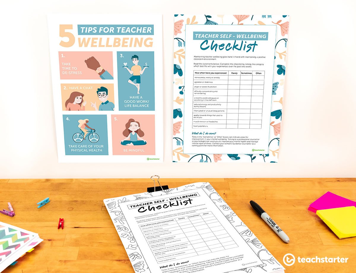 Teacher Wellbeing Poster and Checklist