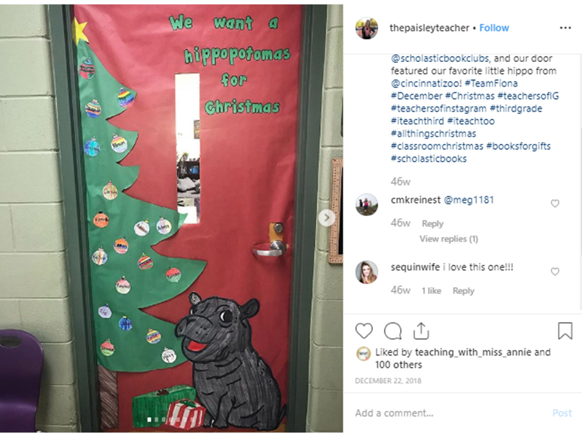 Christmas Door Display - Hippos