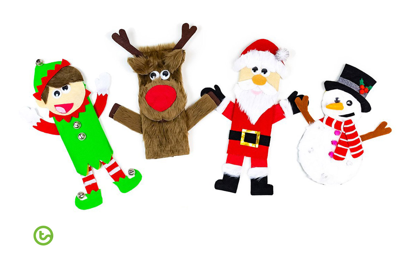 Christmas craft paper bag Christmas puppets.