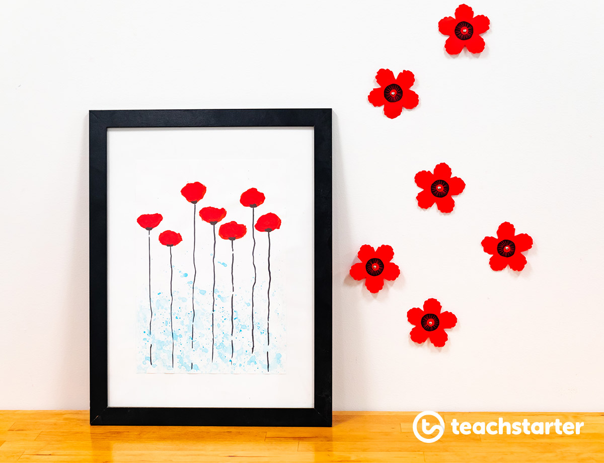 Remembrance Day Poppy Artwork Activity Craft Student Teacher Kids