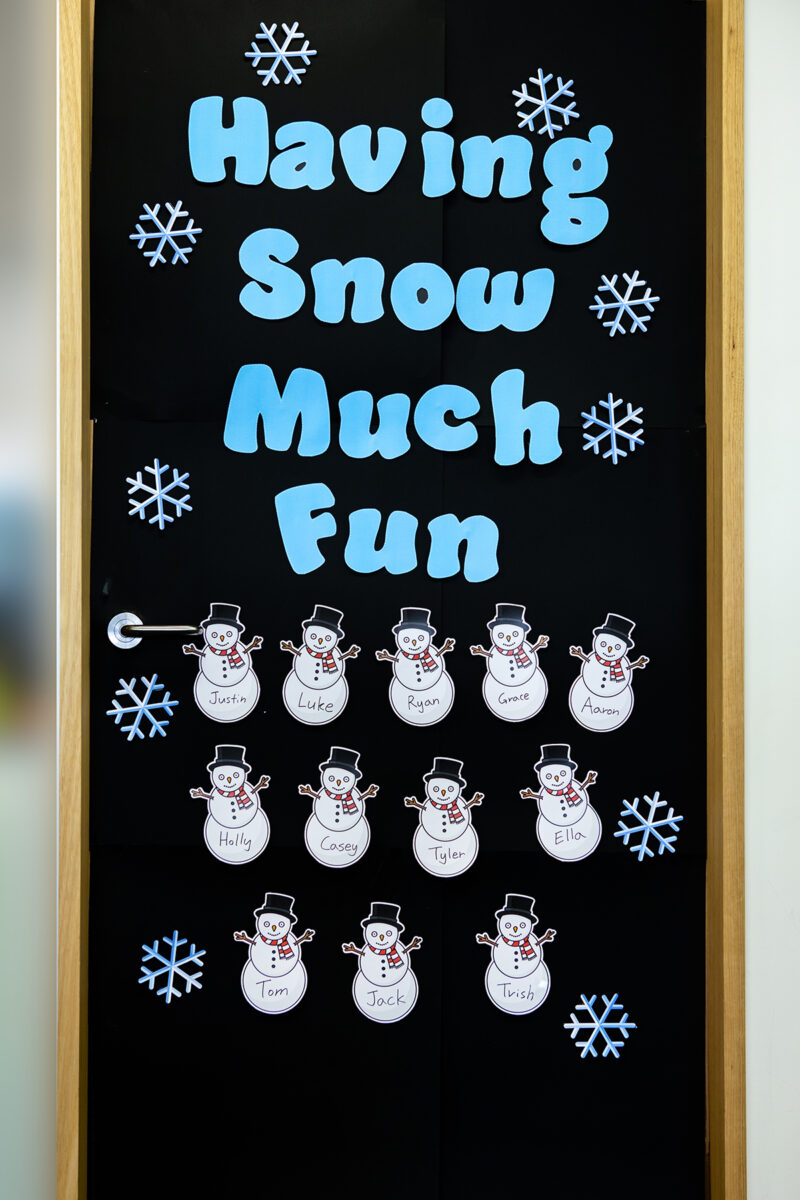 classroom door idea having snow much fun