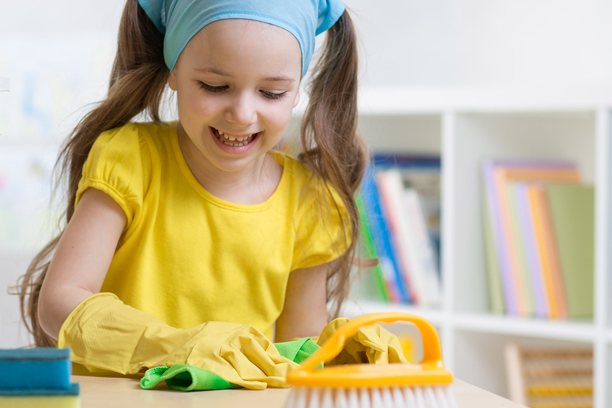 Environmentally friendly ways to clean your classroom girl student cleaning teacher school