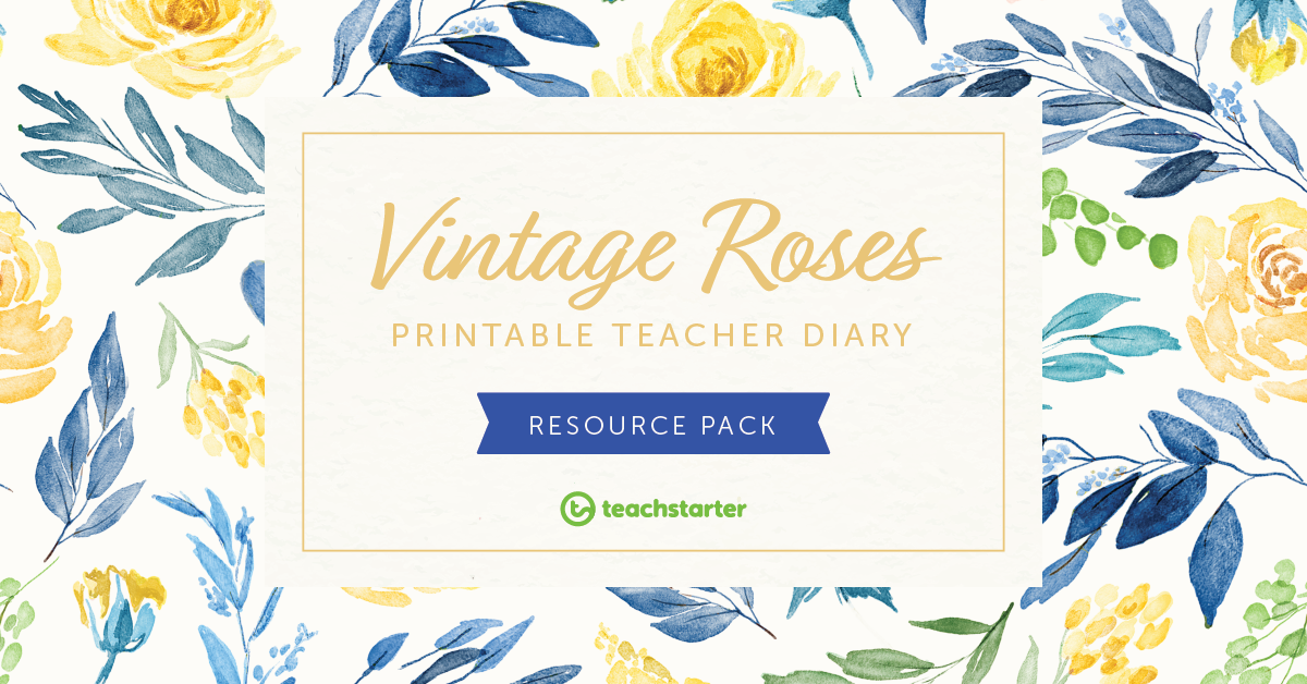 Vintage Roses Elegant Teacher Planner Downloadable Floral Watercolour Diary