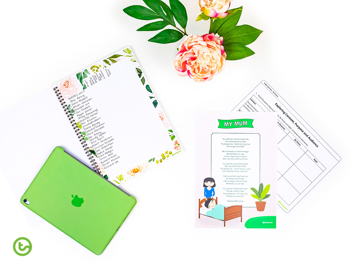 Blush blooms teacher planner