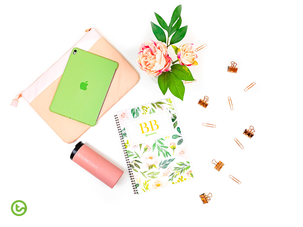 Blush blooms teacher planner