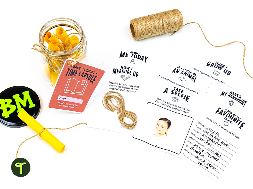 printable time capsule for kids plus glass jar