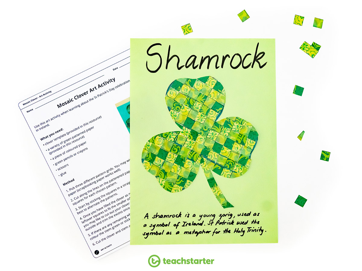 St Patrick's Day Activities - Mosaic Clover Art Activity