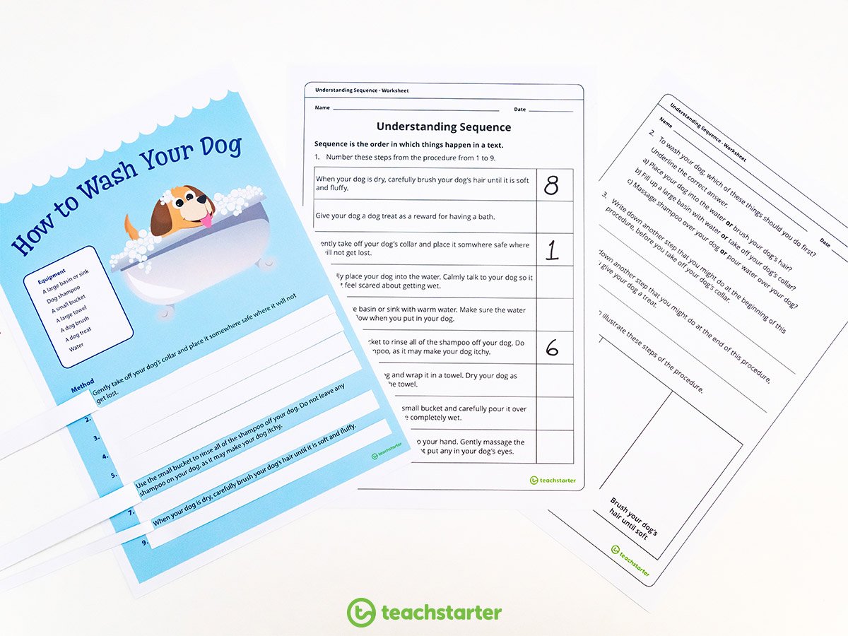 Procedural Texts - Dog Wash Sequencing Activity