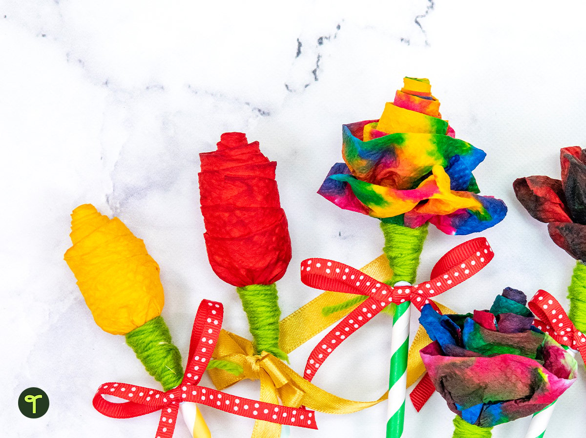 Paper towel flower craft idea for kids