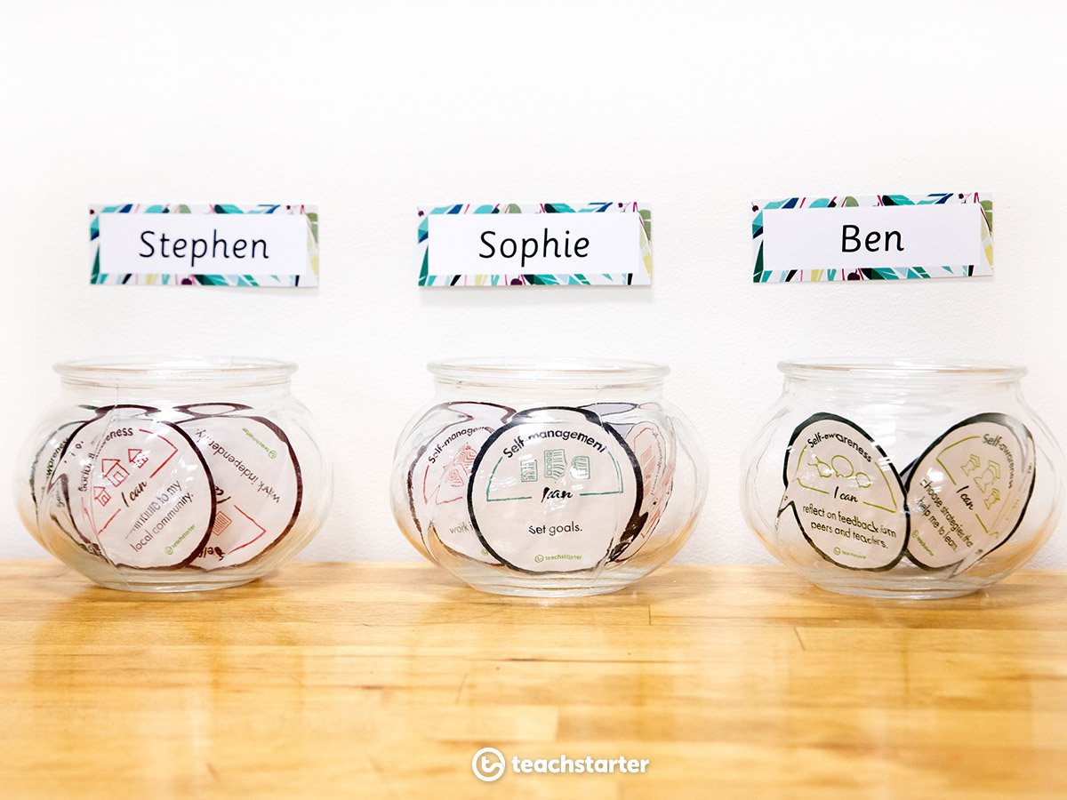 Collect Student Badges in Glass Jars